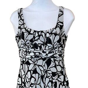Evan Picone Sleeveless Black and White Ruched Floral Cocktail Dress Sz 4
